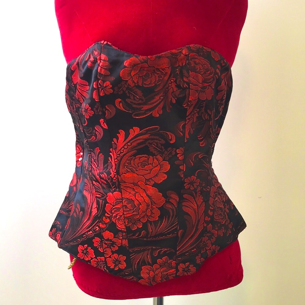 Handmade Satin Brocade Corset with Boning